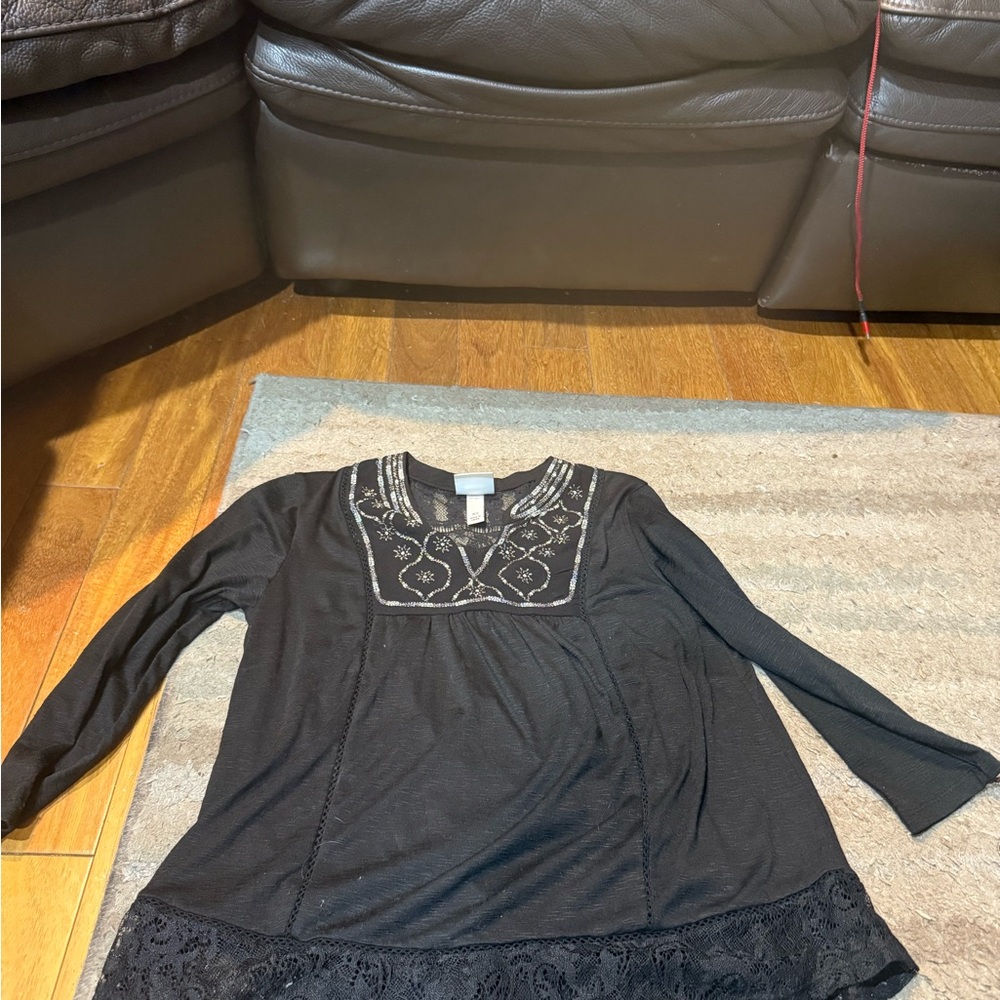 Chic Black Embroidered Women's Blouse
